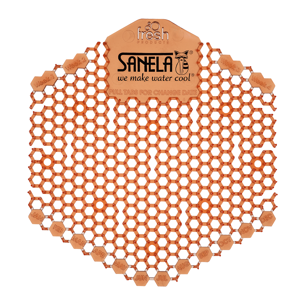 Sanela - SLA 11 - Duft Urinal Sieb mit Mango Duft – Farbe Orange