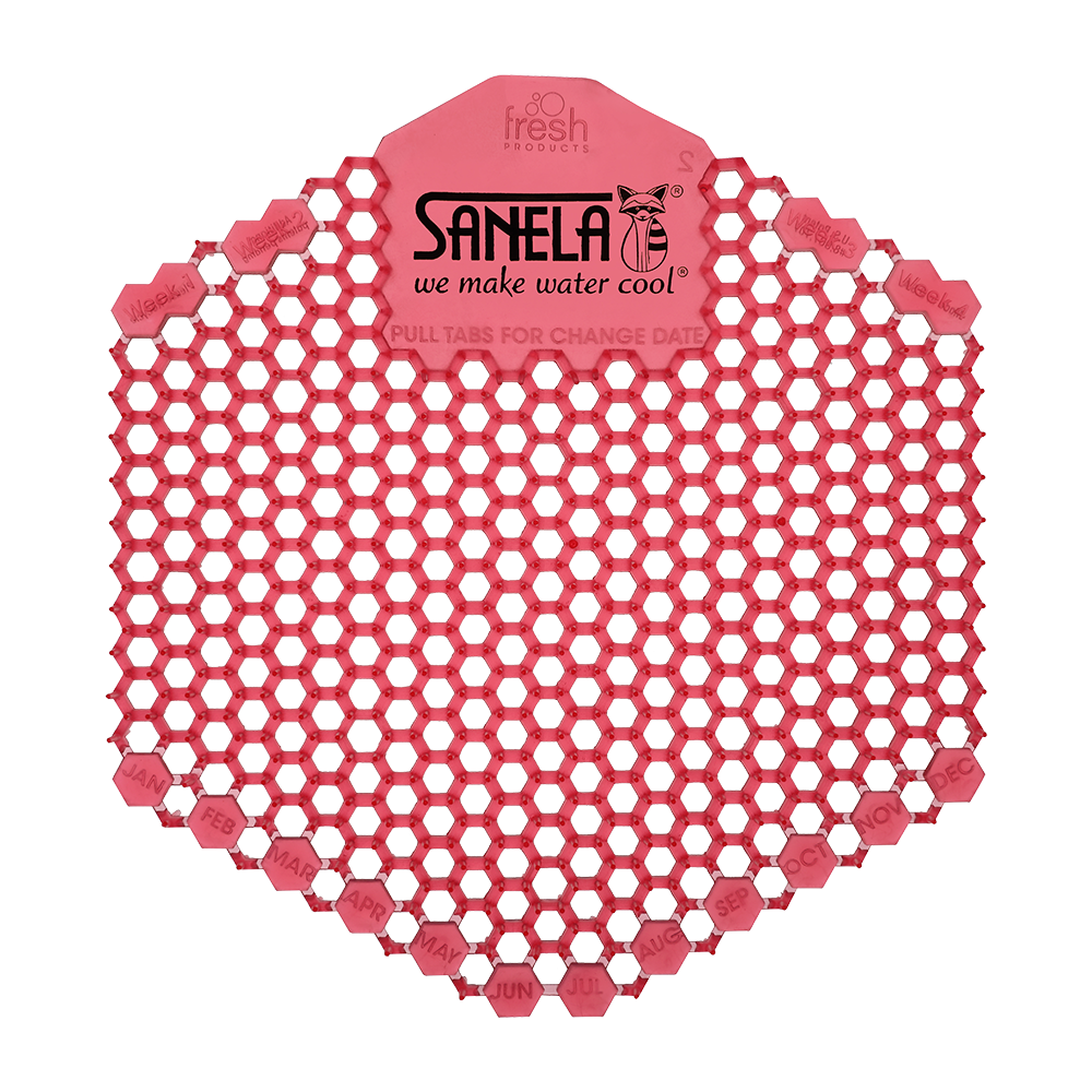 Sanela - SLA 11A - Duft Urinal Sieb mit Grapefruit Duft – Farbe Rot