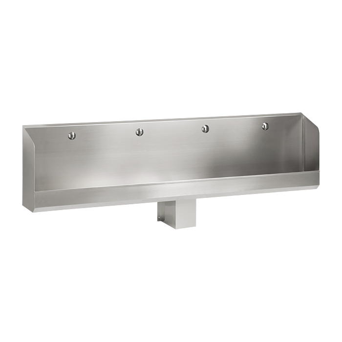 Sanela - SLPN 05 - Edelstahl wandmontierte Urinalrinne mit Rückwand ohne Elektroniksteuerung, 2400 mm