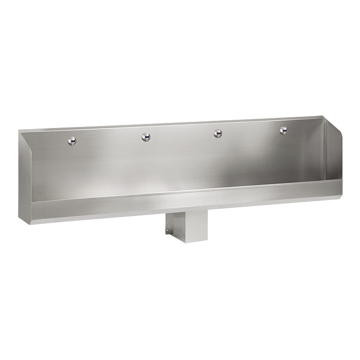 Sanela - SLPN 05EB - Edelstahl wandmontierte Urinalrinne mit Rückwand, mit 4 integrierten Infra-Rot-Sprüheinheiten, 6 V