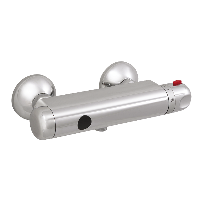Sanela - SLS 03SB - Aufputz Duschsteuerung mit Thermostatregler, Wasserabgang nach unten, 9 V