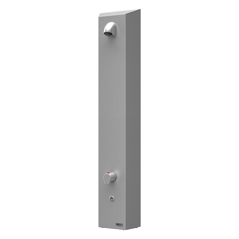 Sanela - SLSN 02PTB - Edelstahl – Piezo - Duschpaneel für Kalt- und Warmwasser mit Thermostatmischer, 6 V