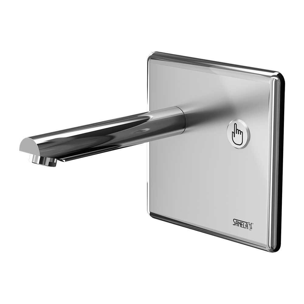 Sanela - SLU 04P25B - Wand-Armatur, Unterputz, mit Piezotaster, Auslauflänge 260 mm, 6 V