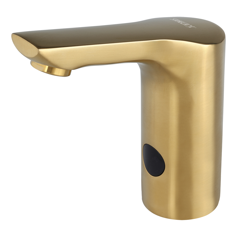 Sanela - SLU 57GXB - Berührungslose Waschtischarmatur für Kalt und Warmwasser, GOLD MATT, 6 V