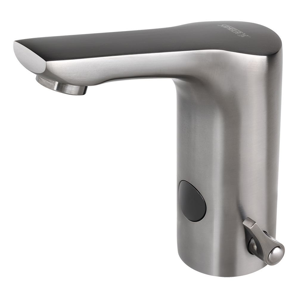 Sanela - SLU 76NHXB - Berührungslose Waschtischarmatur mit Kalt-/Warm-Mischer ohne Eckventil, METAL GREY MATT, 6 V