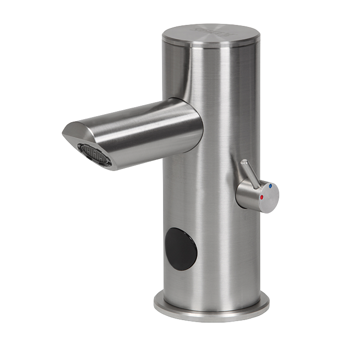 Sanela - SLU 92N - Edelstahl - Waschtischarmatur mit Anschluss an Kalt und Warmwasser, Temperaturregulierung über integrierten Mischer, 24 V DC