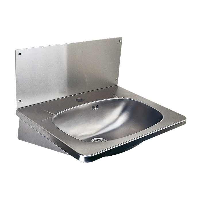 Sanela - SLUN 02 - Edelstahl wandhängendes Waschbecken, mit Hahnloch