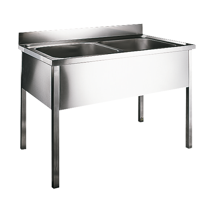 Sanela - SLUN 16 - Edelstahl – Doppel - Ausgussbecken, Bodenstehend, 1200 x 700 x 850 mm