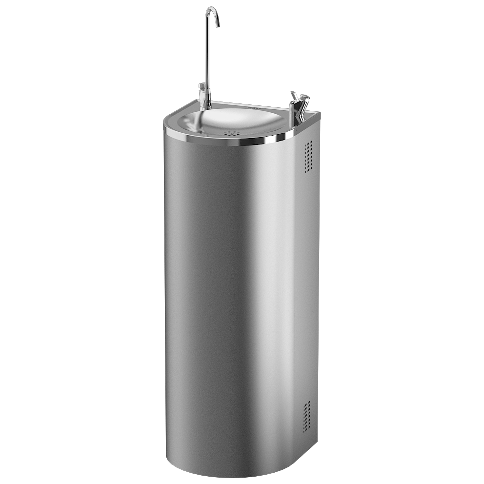 Sanela - SLUN 43CS - Edelstahl – Trinkbrunnen, bodenstehend, mit Flaschenfüller und Kühleinrichtung