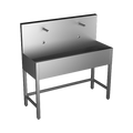 Sanela - SLUN 50E - Edelstahl – Waschrinne, bodenstehend, mit 2 integrierten Elektroniksteuerungen / Handwaschplätzen, Länge 1250 mm, 24 V DC