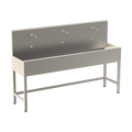 Sanela - SLUN 51ET - Edelstahl – Waschrinne, bodenstehend, mit 3 integrierten Elektroniksteuerungen / Handwaschplätzen, mit Thermostatventil, Länge 1900 mm, 24 V DC