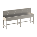 Sanela - SLUN 52E - Edelstahl – Waschrinne, bodenstehend, mit 4 integrierten Elektroniksteuerungen / Handwaschplätzen, Länge 2500 mm, 24 V DC