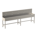 Sanela - SLUN 53ET - Edelstahl – Waschrinne, bodenstehend, mit 5 integrierten Elektroniksteuerungen / Handwaschplätzen, mit Thermostatventil, Länge 3000 mm, 24 V DC