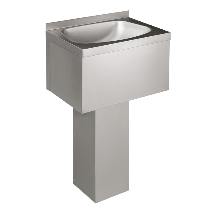 Sanela - SLUN 57 - Edelstahl  - Waschbecken, bodenstehend, mit Schürze und Siphonabdeckung
