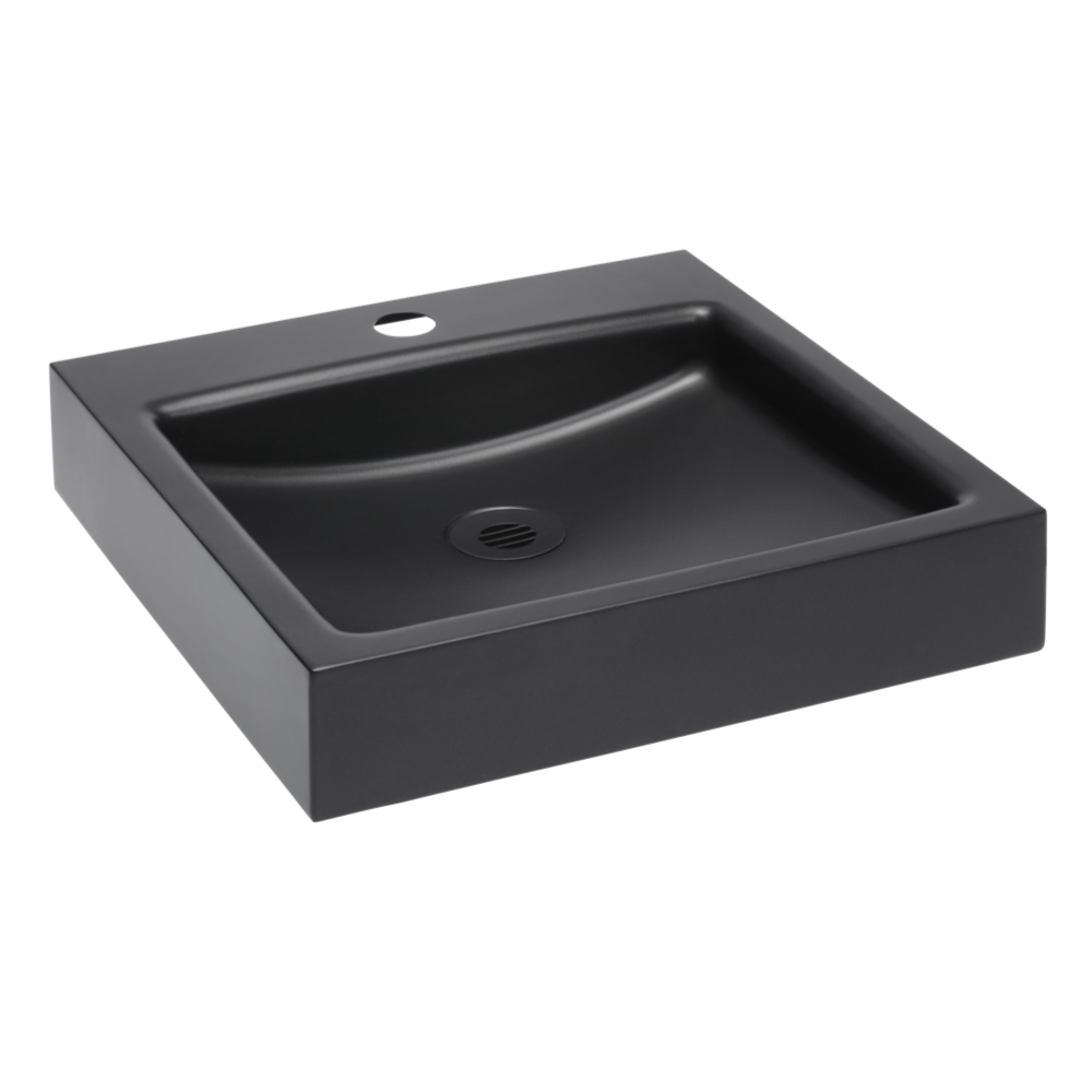 Sanela - SLUN 73V - Edelstahl wandhängendes Waschbecken, Oberfläche schwarz matt