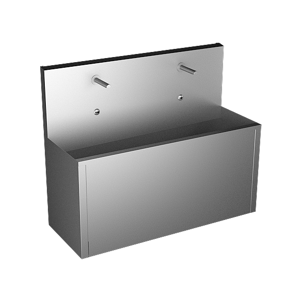 Sanela - SLUN 80EA - Edelstahl – Waschrinne, wandhänged, mit 2 integrierten Infra Handwaschplätzen, Länge 1250 mm, 24 V DC