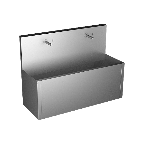 Sanela - SLUN 80PA - Edelstahl – Waschrinne, wandhänged, mit 2 integrierten Piezo Handwaschplätzen, Länge 1250 mm, 24 V DC