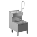 Sanela - SLVN 02EN - Edelstahlkombination, bodenstehend, mit Ausgussbecken und Waschbecken mit Hybrid-Waschtischarmatur SLU 68, 24 V DC