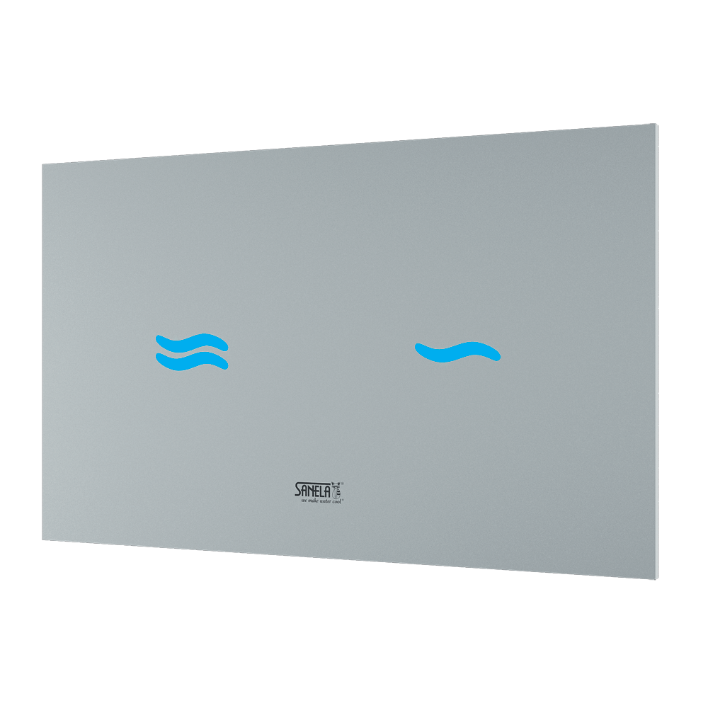Sanela - SLW 30A - Glas-Touch Elektronische WC - Spülsteuerung für Installationssystem SLR 21, Glasfarbe REF 9003 Weiß, Hintergrundbeleuchtung Blau, 24 V DC