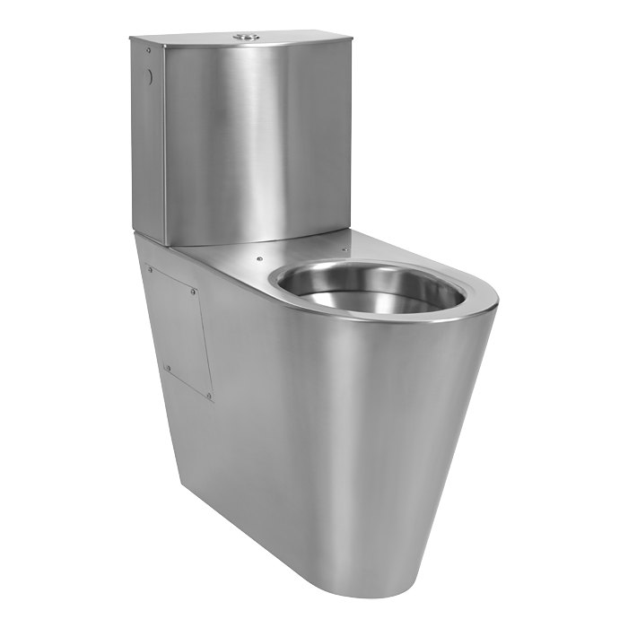Sanela - SLWN 16 - Edelstahl Toilette mit integriertem Spülkasten mit unterem Wasserzulauf für Menschen mit Behinderung