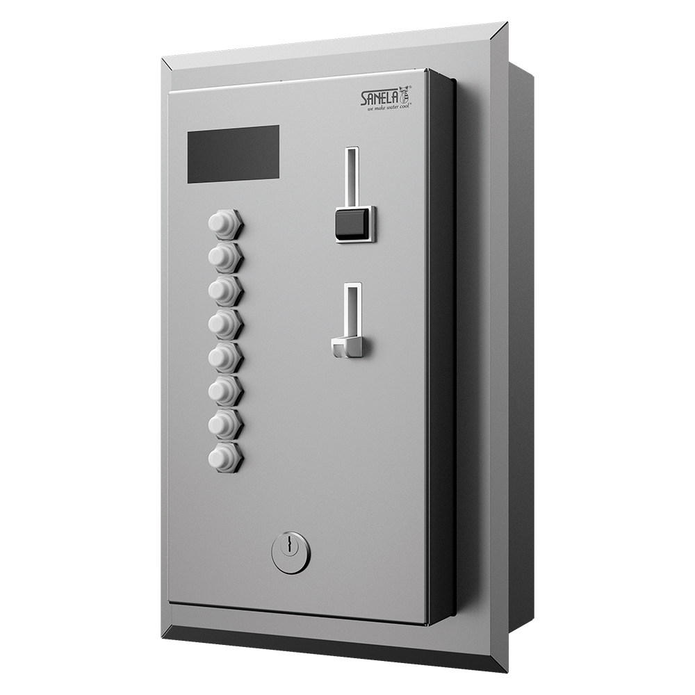 Sanela - SLZA 02LMZ - Münz – Zeitsteuerung für vier bis acht Duscheinheiten, 24 V DC, direkte Ansteuerung, für Wandeinbau, Dusche von den Nutzern gewählt