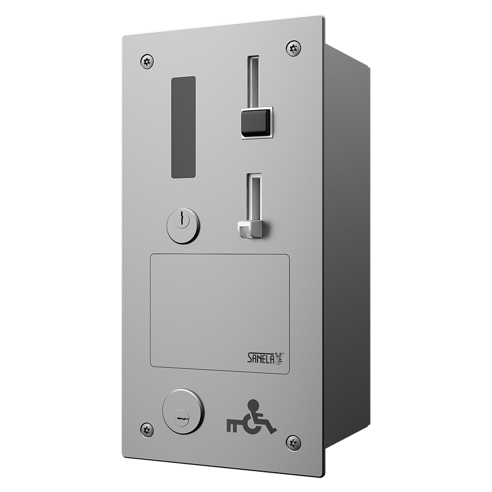 Sanela - SLZA 40GVZ - Eingebaut Münzen- und Jeton Zeitsteuereinheit für Türöffnung mit GSM-Modul, Euro-Schlüssel, 24V DC