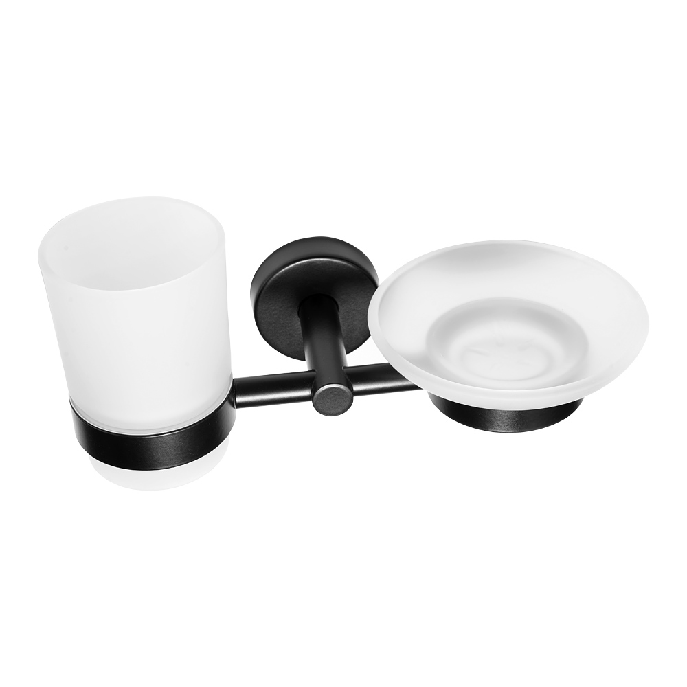 Sanela - SLZD 17N - Edelstahl Becherhalter und Seifenschale, Oberfläche schwarz matt