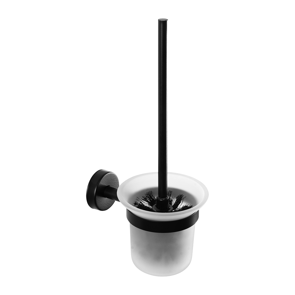 Sanela - SLZD 24N - Edelstahl-Toilettenbürste mit Glas, Oberfläche schwarz matt