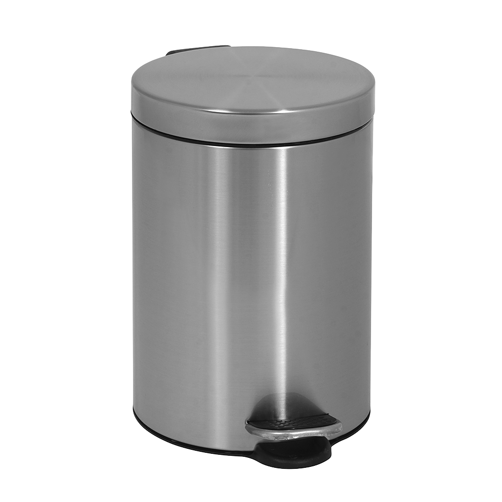 Sanela - SLZN 15X - Edelstahl – Abfalleimer mit Kunststoffeinsatz, Volumen 10 L, Ø 250 x 380 mm, gebürstet