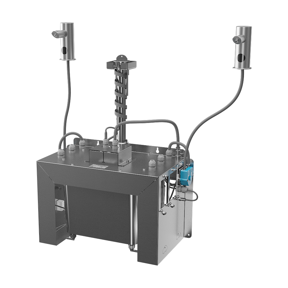 Sanela - SLZN 91E2 - Set mit 2 Stück automatische Seifenspender aus Edelsltahl, 6 l Zentral Seifenbehälter, 230 V AC