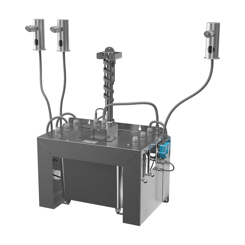 Sanela - SLZN 91E3 - Set mit 3 Stück automatische Seifenspender aus Edelsltahl, 6 l Zentral Seifenbehälter, 230 V AC