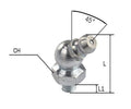 Lubritek Hydraulik-Schmiernippel 45° gewinkelt, Kugelkopf