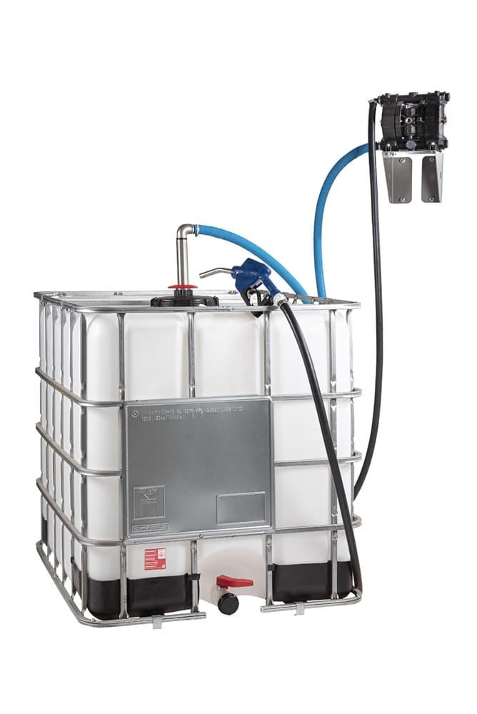 Lubritek Membranpumpen-Set Frostschutz, Scheibenreiniger & AdBlue® – für IBC-Tanks 1000 l, mit automatischer Zapfpistole