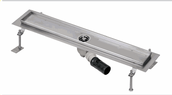 Sanela - SLKN 03EX - Edelstahl Bodenablauf für Nassbereiche, Montage im Raum, 750 mm, Design E, gebürstet