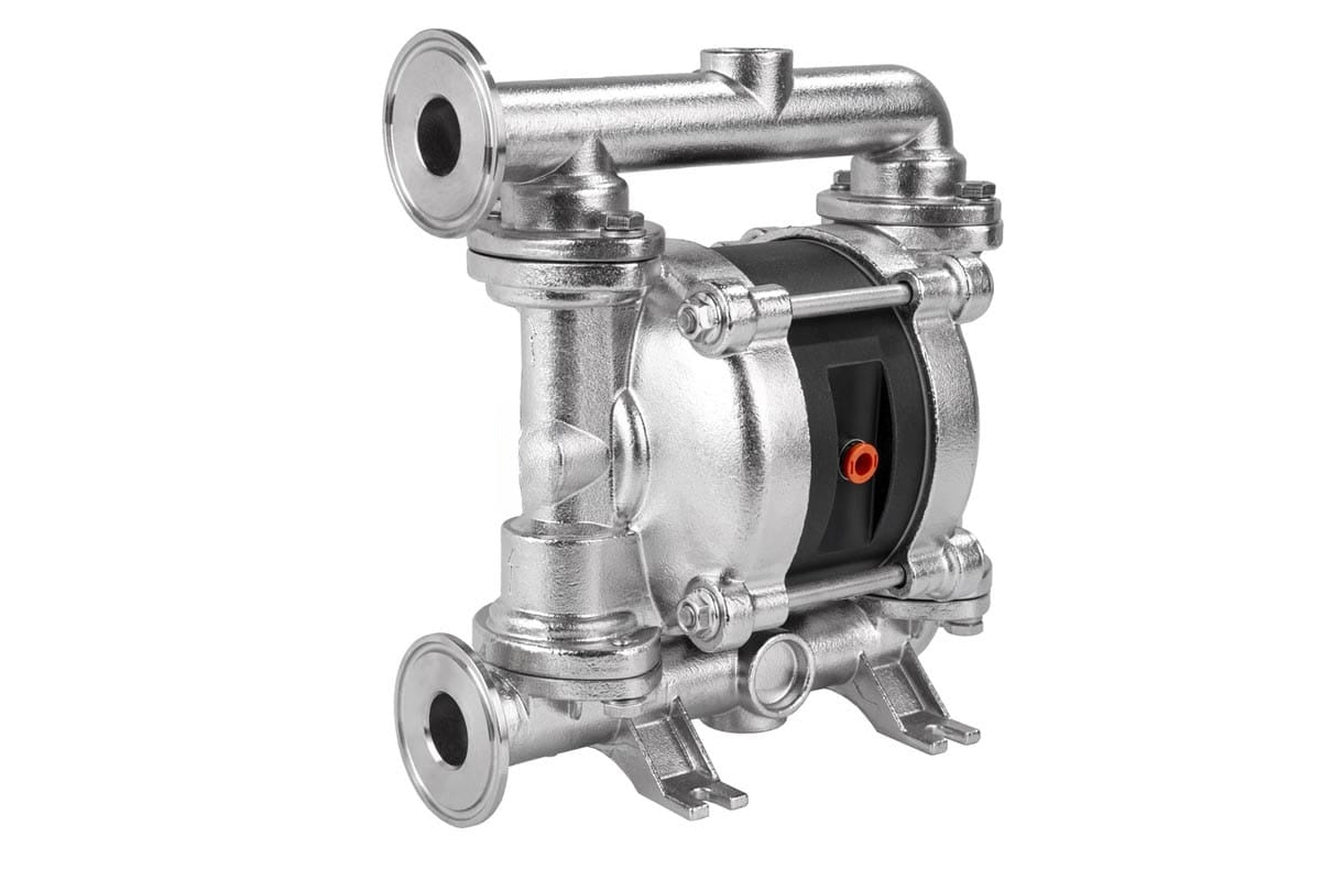 Lubritek FOOD SS35 – Druckluft-Doppelmembranpumpe – Edelstahl AISI 316 elektropoliert, 35 l/min, 1” Tri-Clamp