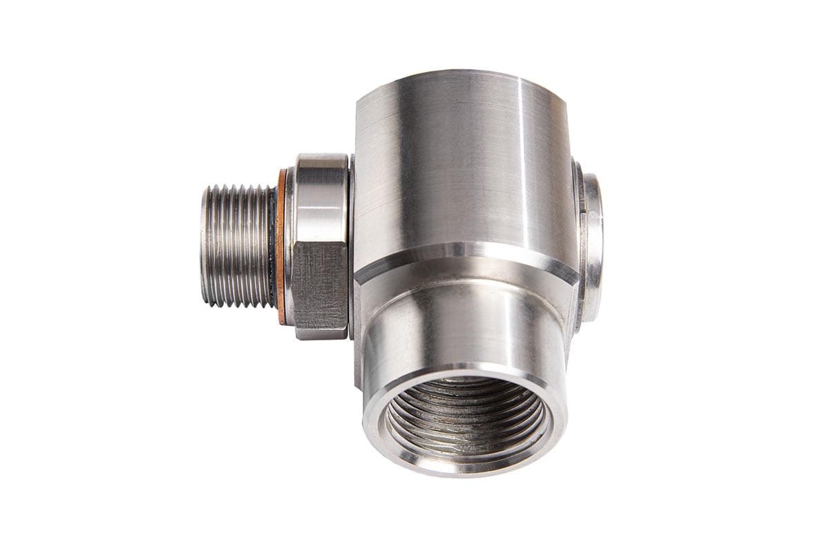 Lubritek Drehgelenk 90° Wasser 150 °C – F1" BSP–M3/4" BSP, 100 bar