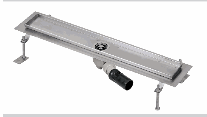 Sanela - SLKN 05B - Edelstahl Bodenablauf für Nassbereiche, Montage im Raum, 1150 mm, Design B, poliert