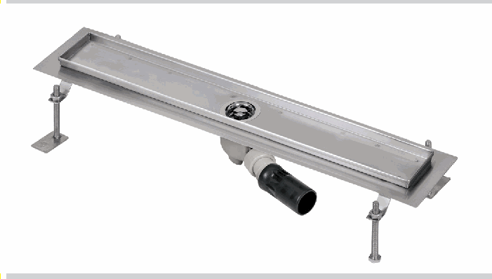 Sanela - SLKN 04EX - Edelstahl Bodenablauf für Nassbereiche, Montage im Raum, 950 mm, Design E, gebürstet