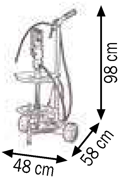 Bemaßte Zeichnung: Lubritek Fahrbares Fettset für Fässer 18–30 kg – mit Fassdeckel Ø 320 mm