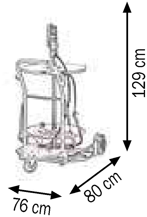 Bemaßte Zeichnung: Lubritek Fahrbares Fettset R=60:1 für Fässer 180–220 kg