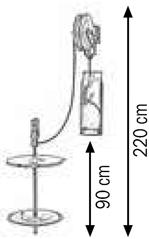 Bemaßte Zeichnung: Lubritek Wandmontage-Fettset für Fässer 180–220 kg – mit Schlauchaufroller 10,0 m – ohne Schlauchaufroller