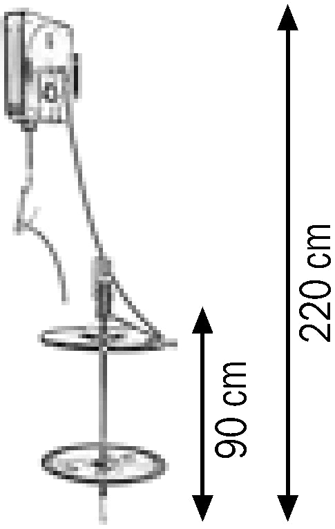 Bemaßte Zeichnung: Lubritek Wandmontage-Fettset für Fässer 180–220 kg – mit Schlauchaufroller 10,0 m – geschlossener Aufroller 10 m