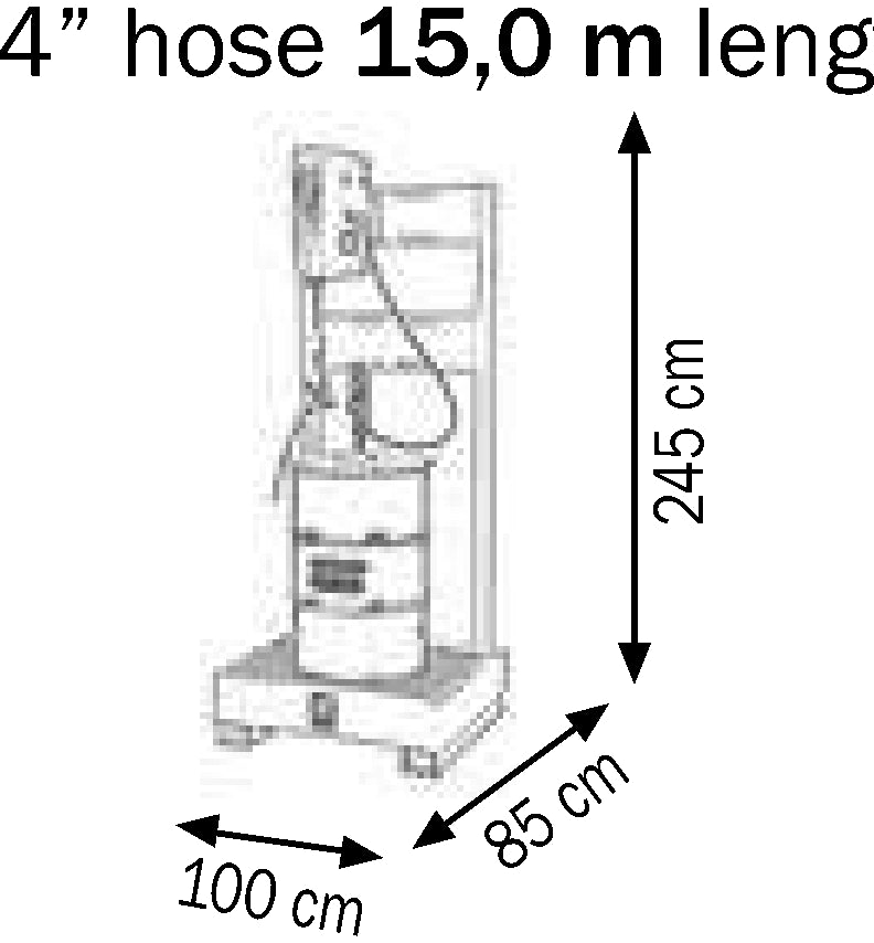 Bemaßte Zeichnung: Lubritek Komplette Fettverteilanlage, 1 Zapfstelle für Fässer 180–220 kg