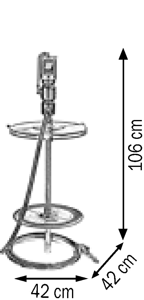 Bemaßte Zeichnung: Lubritek Fett-Umfüllset für Fässer 18–30 kg – mit Fassdeckel Ø 320 mm – Fässer 50–60 kg