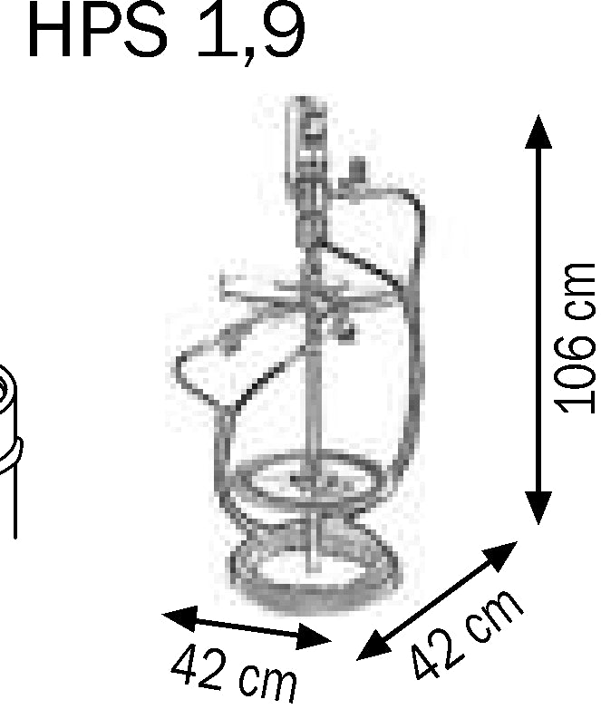 Bemaßte Zeichnung: Lubritek Fettsprüh-Set für Fässer 18–30 kg – mit Fassdeckel Ø 320 mm – Fässer 50–60 kg
