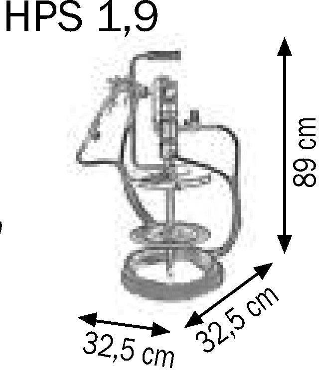 Bemaßte Zeichnung: Lubritek Fettsprüh-Set für Fässer 18–30 kg – mit Fassdeckel Ø 320 mm – Fässer 18–30 kg
