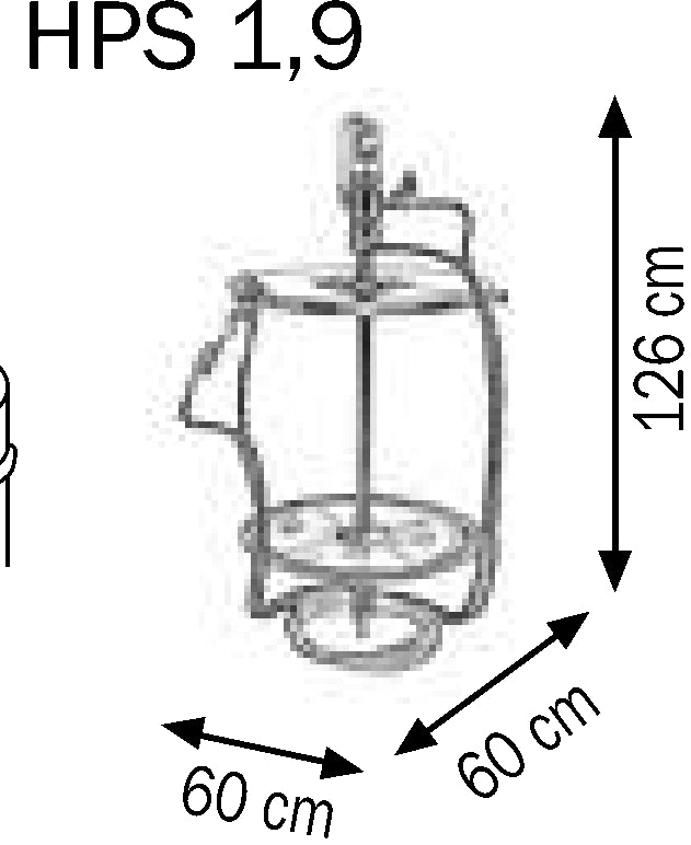 Bemaßte Zeichnung: Lubritek Fettsprüh-Set für Fässer 18–30 kg – mit Fassdeckel Ø 320 mm – Fässer 180–220 kg