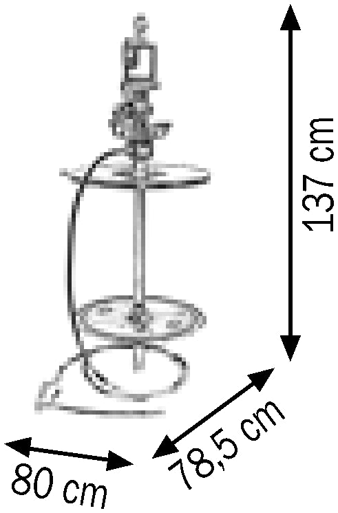 Bemaßte Zeichnung: Lubritek Industriepumpen-Fettset für Fässer 180–220 kg