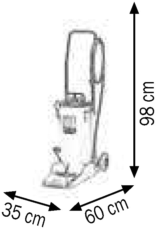 Bemaßte Zeichnung: Lubritek Fahrbare Fuß-Fettpumpe 16 kg