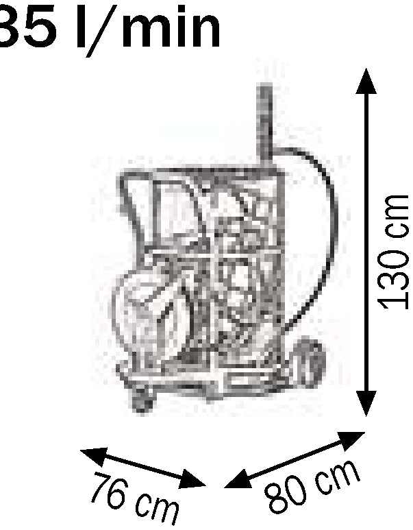 Bemaßte Zeichnung: Lubritek Fahrbares Ölset für Fässer 180–220 l – mit Abgabepistole / Dreirädriger Fahrwagen – mit digitaler Messpistole · mit Schlauchaufroller 10,0 m / R=3:1 · 25 l/min